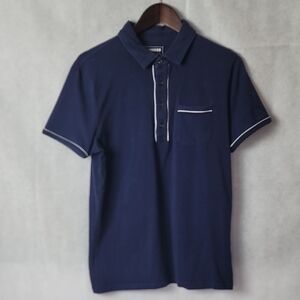 Express Navy Polo with White Contrast Piping